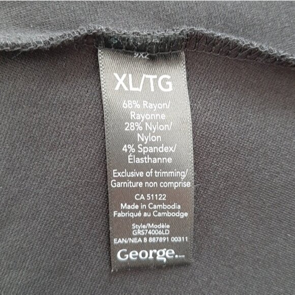 GEORGE Faux Wrap Short Sleeve Soft & Stretchy Knee Length Midi Dress Black Sz XL - Picture 9 of 9